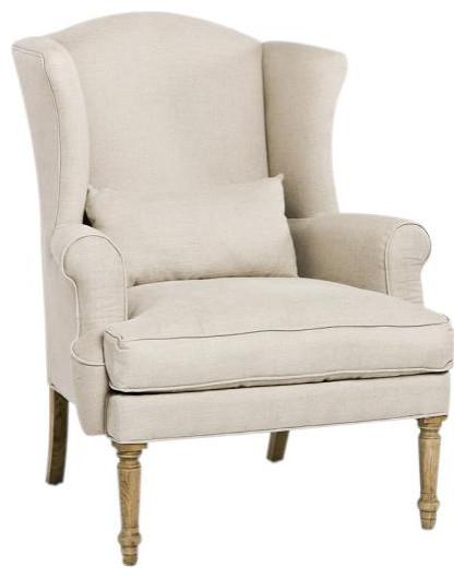 Wingback Chair WIng LOIRE Natural Oak Foam Linen