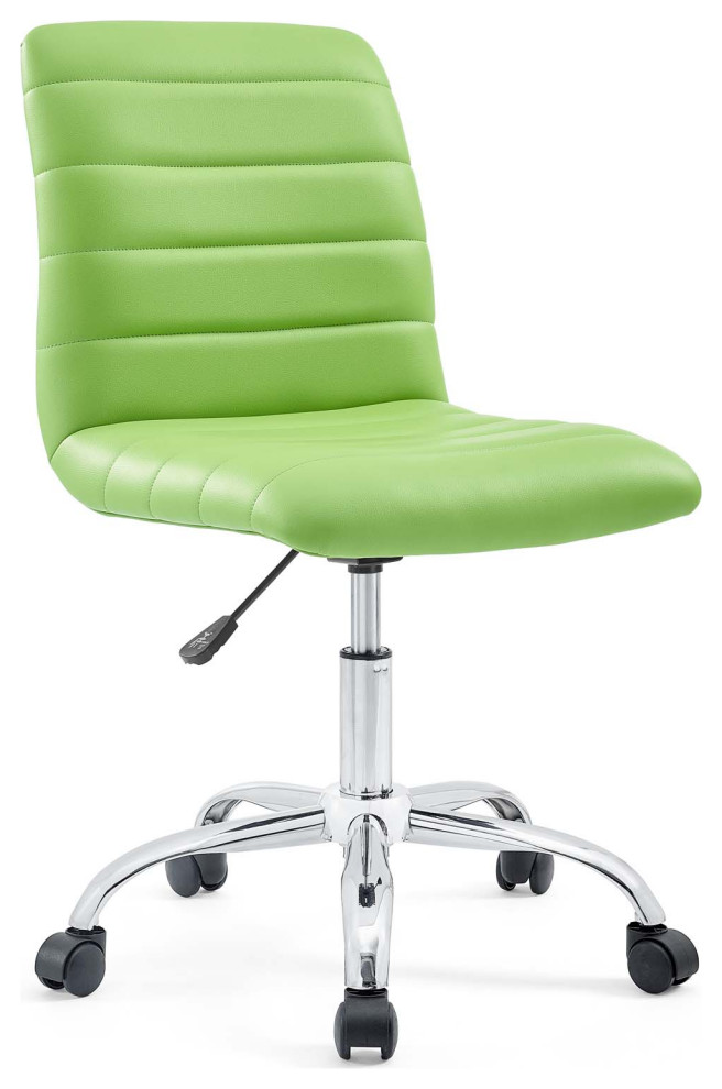 Ripple Armless Mid Back Faux Leather Office Chair, Bright Green