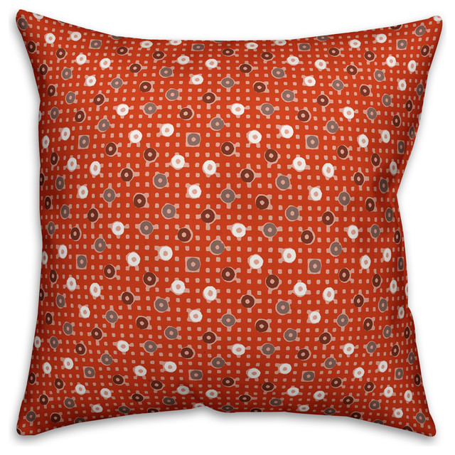 Dots and Plaid, Red Outdoor Throw Pillow, 16"x16"