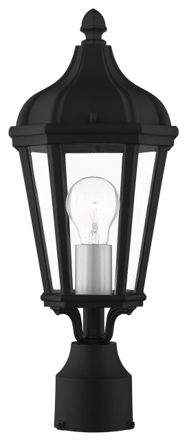 Morgan 1 Light Textured Black/Silver Cluster Small Outdoor Post Top Lantern