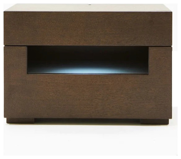 Kento Modern Brown Oak and Gray Nightstand Transitional Nightstands And Bedside Tables by