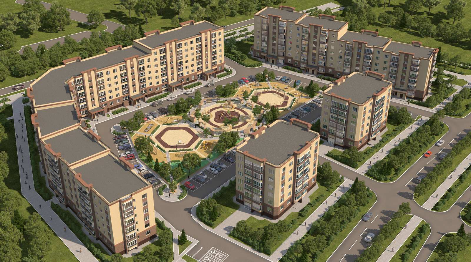 Разработка планировки дворового пространства и 3д визуализация жилого комплекса