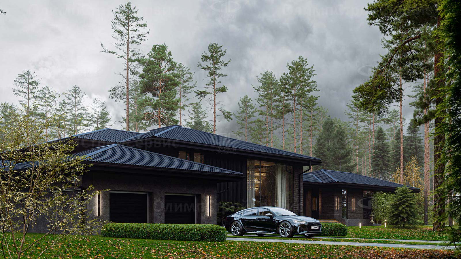 Одноэтажный дом с патио в современном стиле «Девайн»