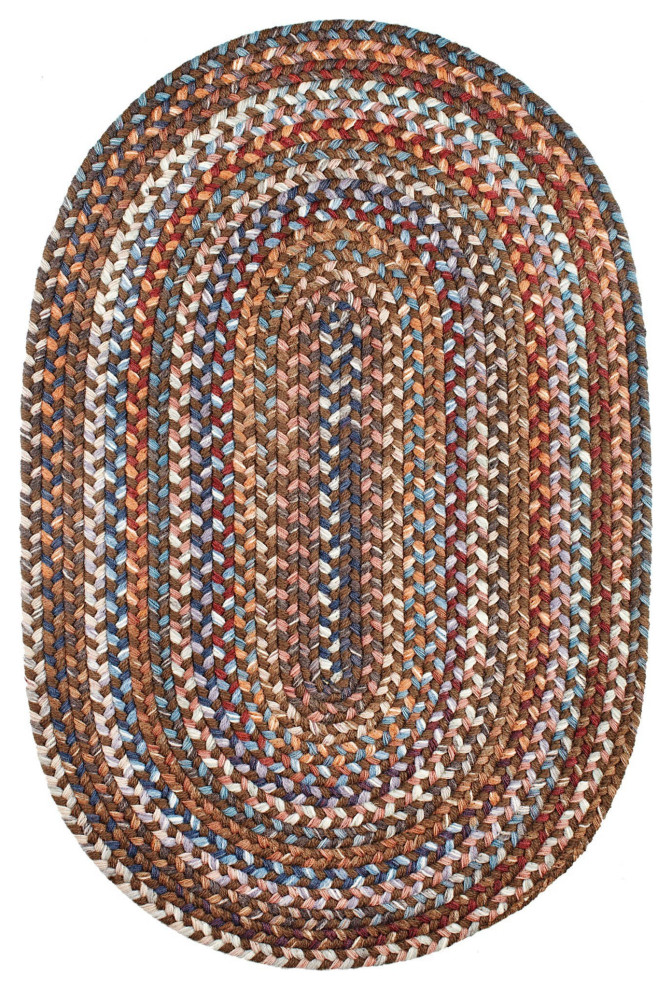 Tribeca Braided Virgin Wool Rug Walnut 7'x9' Oval