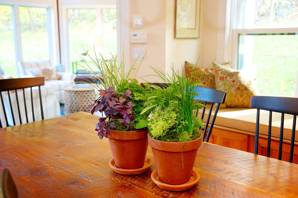 Example of a transitional dining room design in Boston