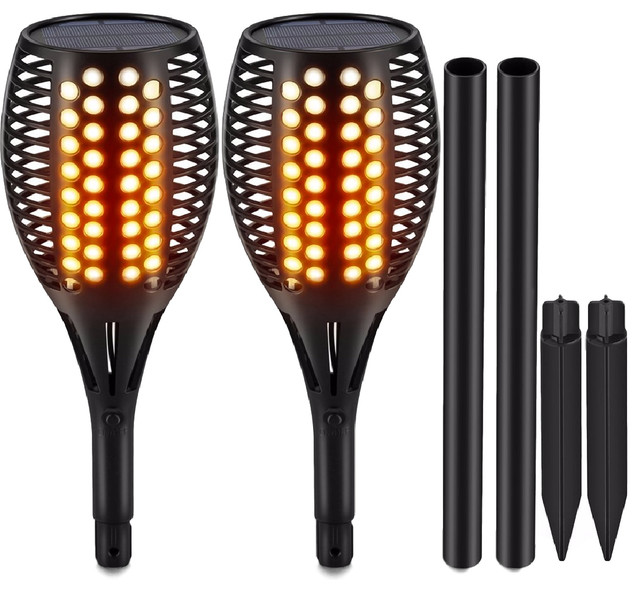 6 Piece LED Solar Flame Torch/Burning Light Flicker Flame ...