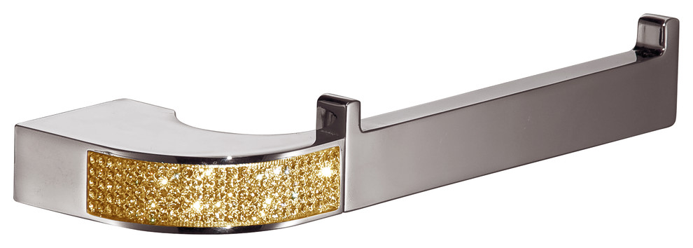Cecilia Gold Swarovski Crystals Toilet Paper Holder Without Lid, Chrome-Gold