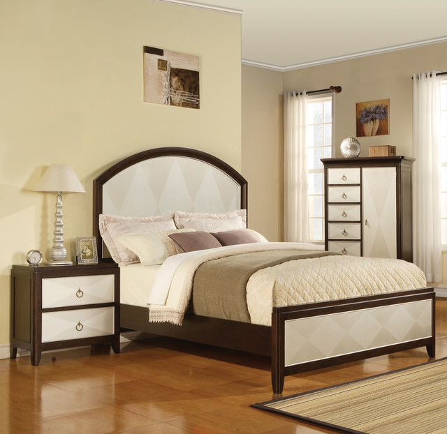 Audry Two Tone Panel 5 PC Traditional Bedroom Set Modern Bedroom