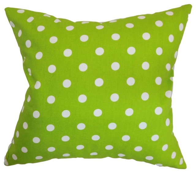 Nancy Polka Dots Pillow Chartreuse White 18"x18"