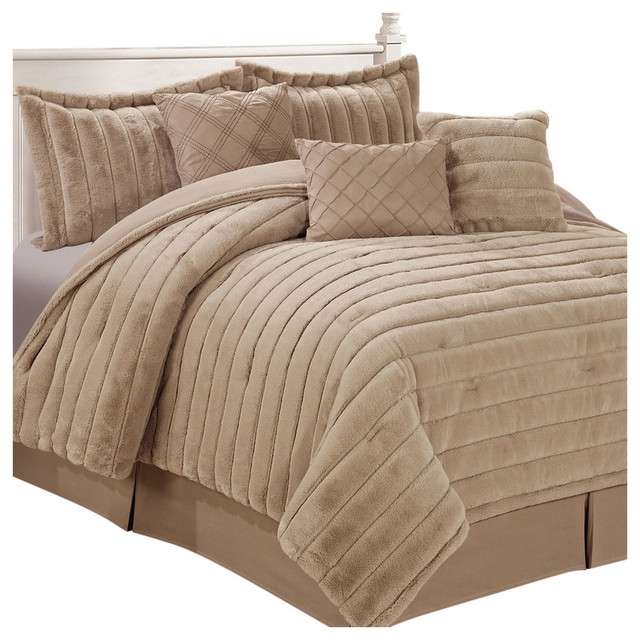 Rabbit Faux Fur 7 Piece Comforter Set Traditional Comforters And
