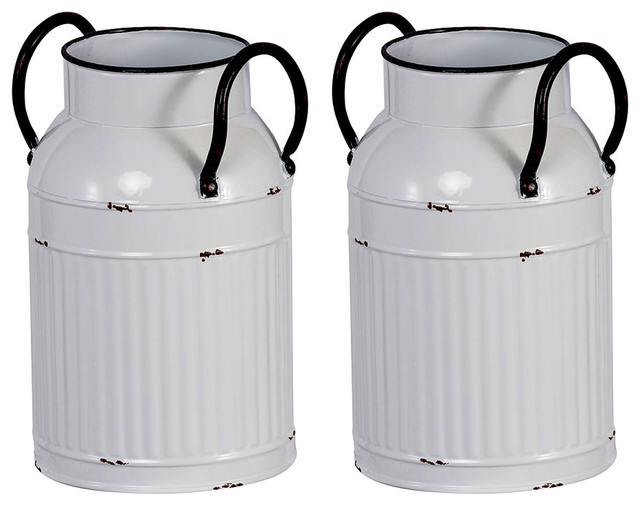 White Black Metal Enamel Wall Pocket w//Handle Farmhouse Country Kitchen Decor