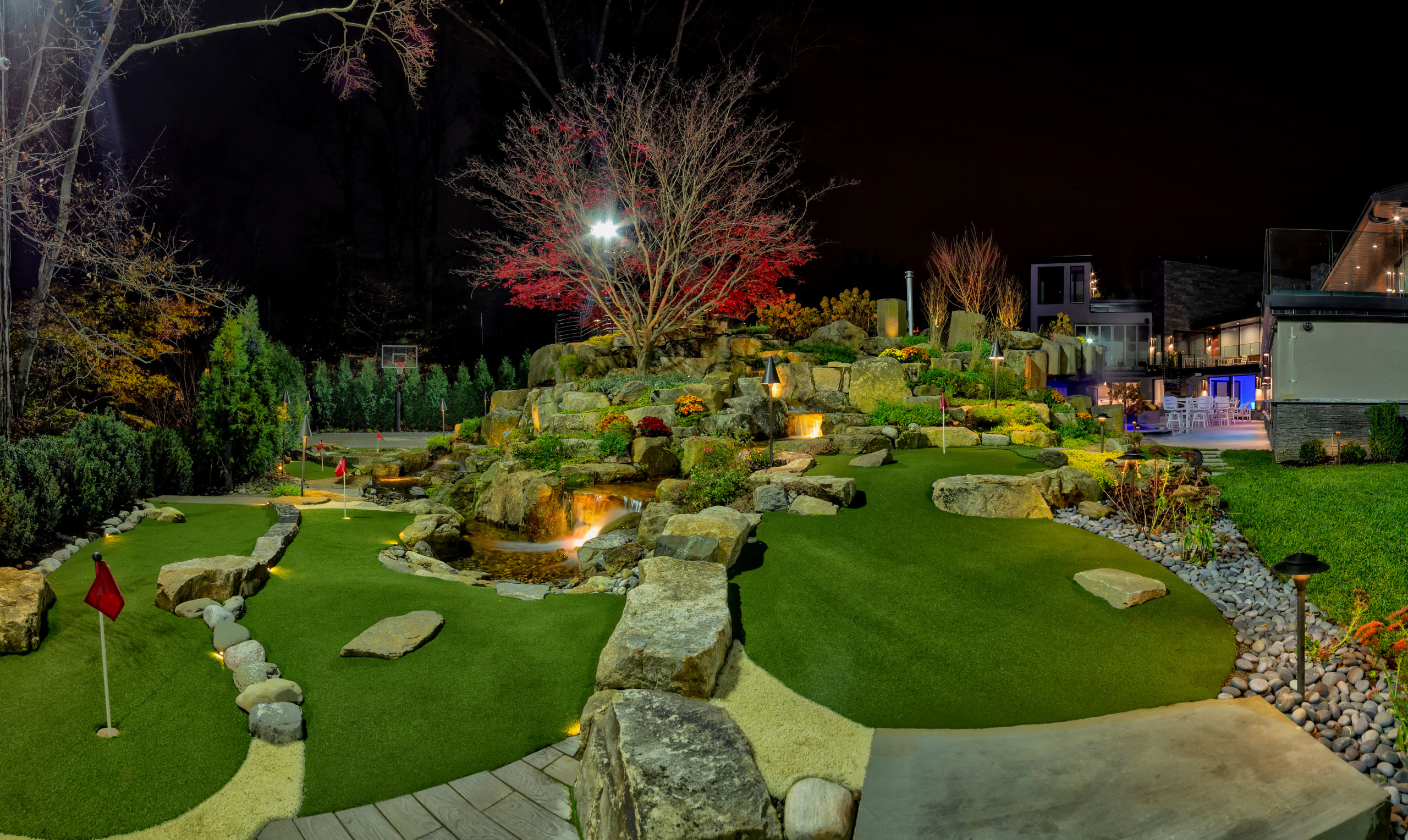Backyard patio and lighting