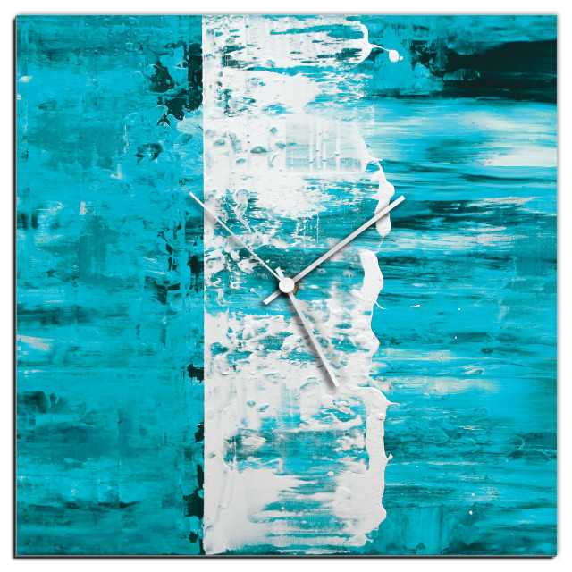 Modern Wall Clock 'Teal Street Square Clock Large' Contemporary Home
