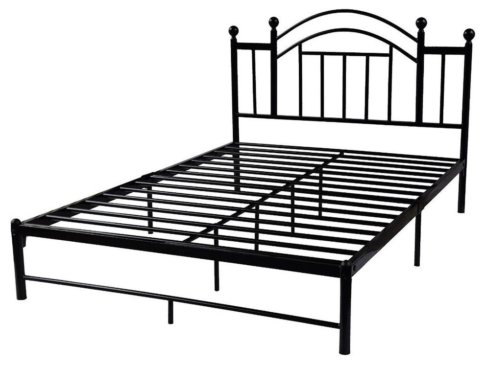 Full Size Black Platform Bed Frame With Metal Slats And Headboard Traditional Beds By Hilton Furnitures Houzz Platform Bed Frame With Metal Slats, Queen Metal Bed Frame With Headboard No Footboard