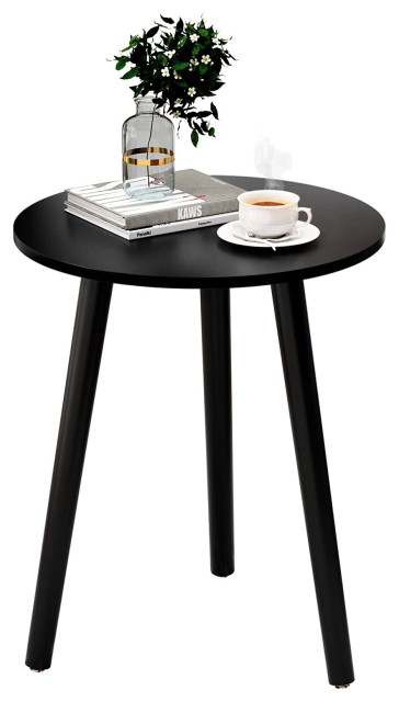 Round and Small Wood End Table for Living Room - Transitional - Side ...