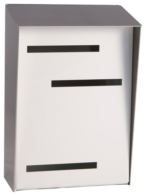 Mid Century Modern Mailbox Two Tone White Vertical