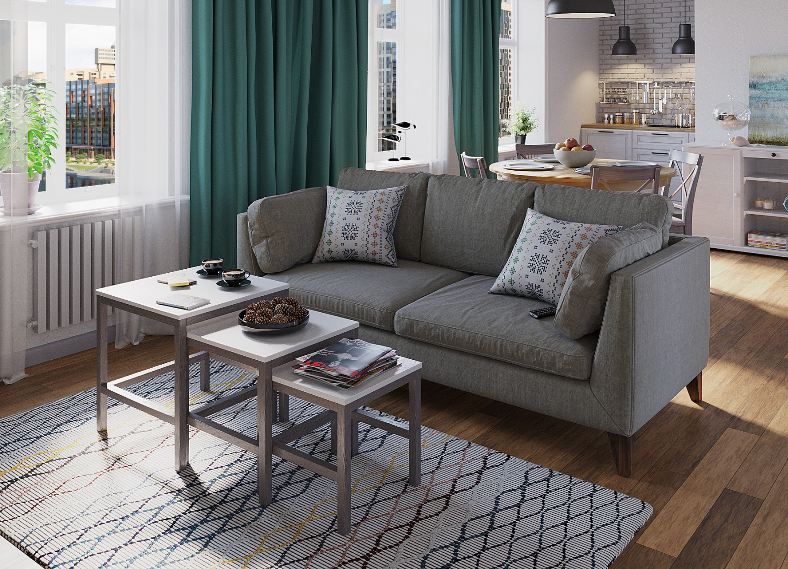 Журнальный столик "КАСКАД" 3в1 / цвет светлый