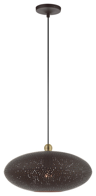Livex Lighting Dublin 1 Light Bronze With Antique Brass Accents Pendant