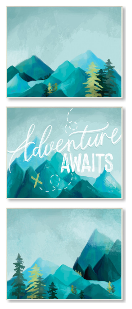 Icy Panoramic Adventure Awaits Outdoor Motivational Phrase, 3pc, each 15 x 10