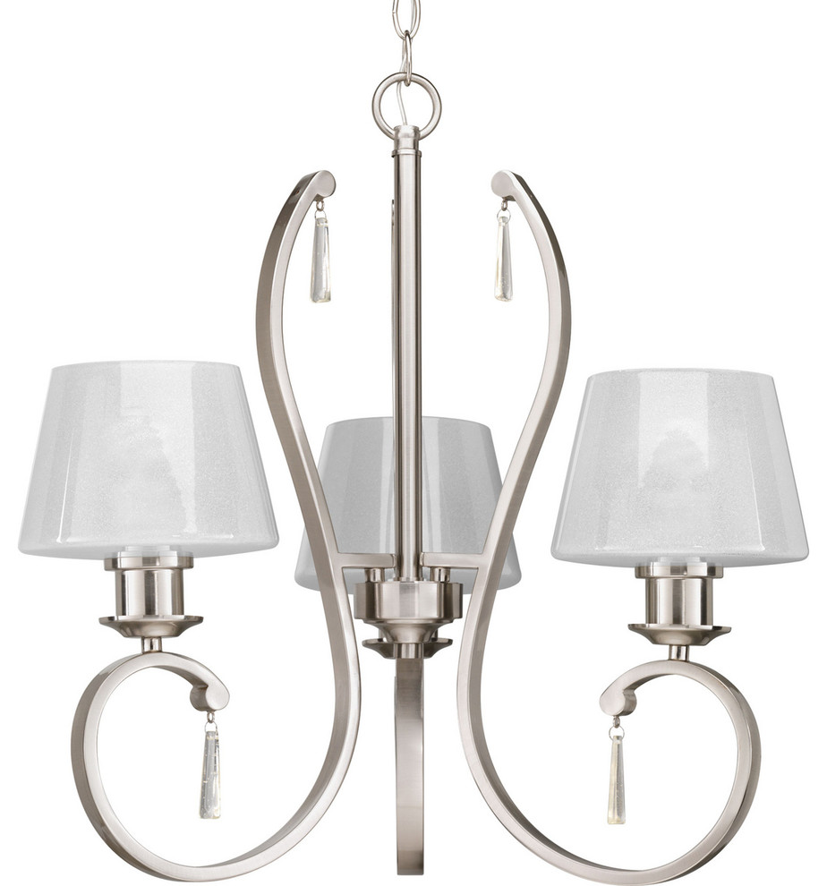Dazzle Collection Three-Light Brushed Nickel Chandelier, Brushed Nickel