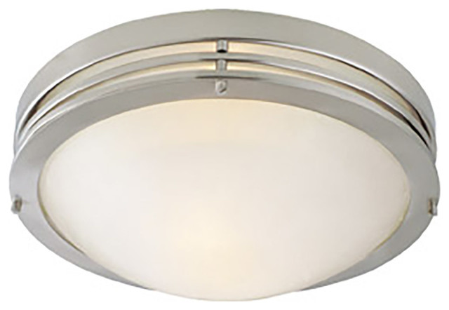 2 Light Satin Nickel W Alabaster Ceiling Mount