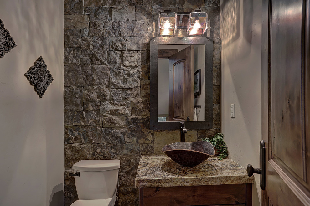 Mountain style home design photo in Denver