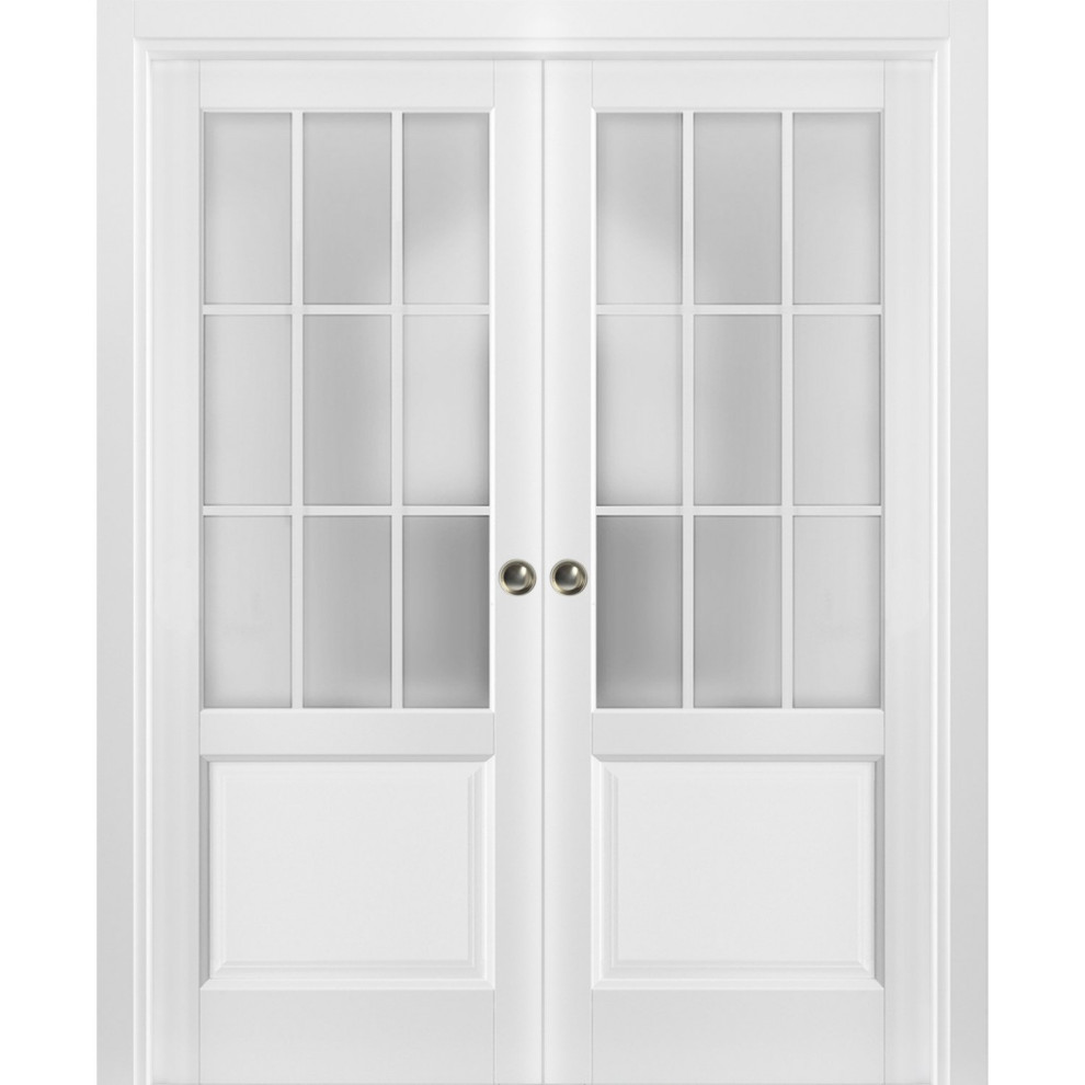 French Double Pocket Doors Glass | Felicia 3309 Matte White | Frames ...