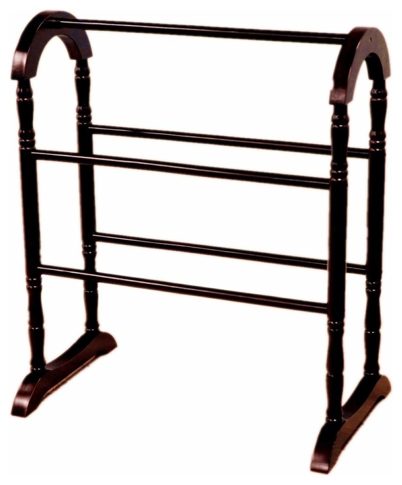 Contemporary Quilt Rack, Solid Wood, Beveled Edges, Espresso Finish