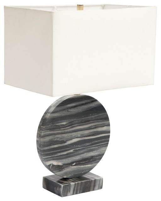Modern Contemporary Urban Living Room Kitchen Table Lamp White Black Marble