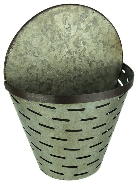 Rustic Galvanized Metal Olive Bucket Indoor Outdoor Wall Planter Farmhouse Pots And Planters By Zeckos Houzz - Galvanized Wall Pocket Planters Rustic Galvanized Metal Olive Bucket Indoor Outdoor Wall Planter Farmhouse Pots And Planters By Zeckos Houzz - Galvanized Wall Pocket Planters