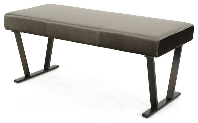 Gdf Studio Hedy Modern Velvet Bench With Brushed Brass Metal Legs