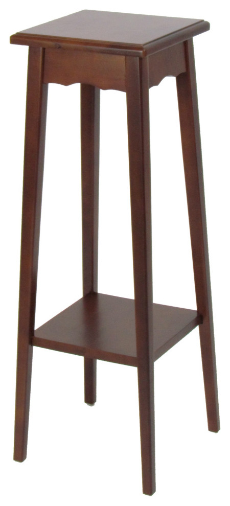 39.5 Inch Plant Stand With Tapered Slanted Legs And Bottom Shelf, Brown