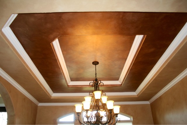Formal Dining Room Ceiling Metallic Faux Finish Traditional