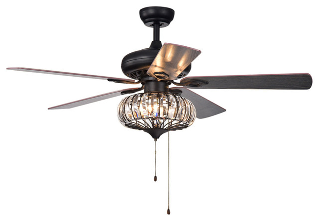 Chrysaor 3 Light Crystal 5 Blade 52 Inch Brown Ceiling Fan Traditional Fans By Warehouse Of Tiffany Houzz - Brown Chandelier Ceiling Fan
