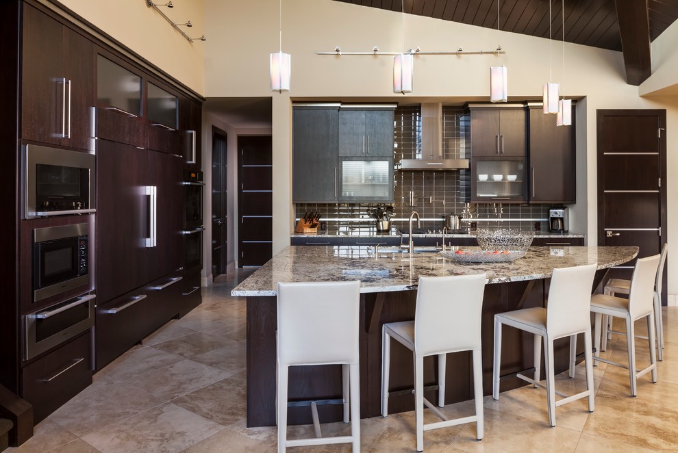 Photo of a modern kitchen in Denver with granite benchtops.