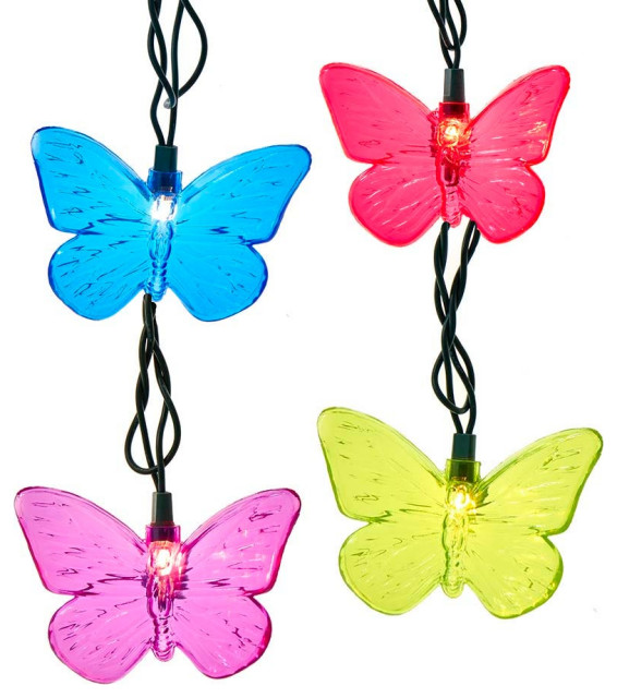 UL 10 Light, MultiColor Butterfly Light Set Holiday Lighting by