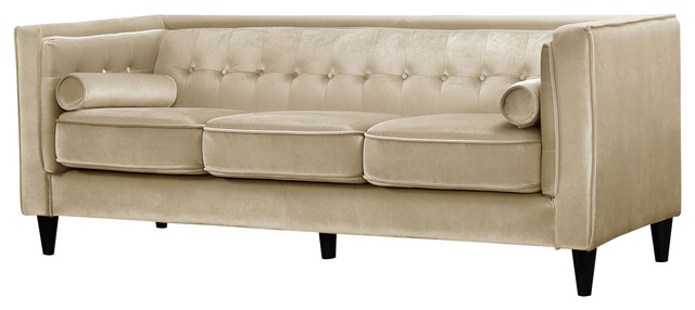 Sampson Velvet Sofa Midcentury Sofas By Meridian Furniture Reynolds Velvet Sofa Beige