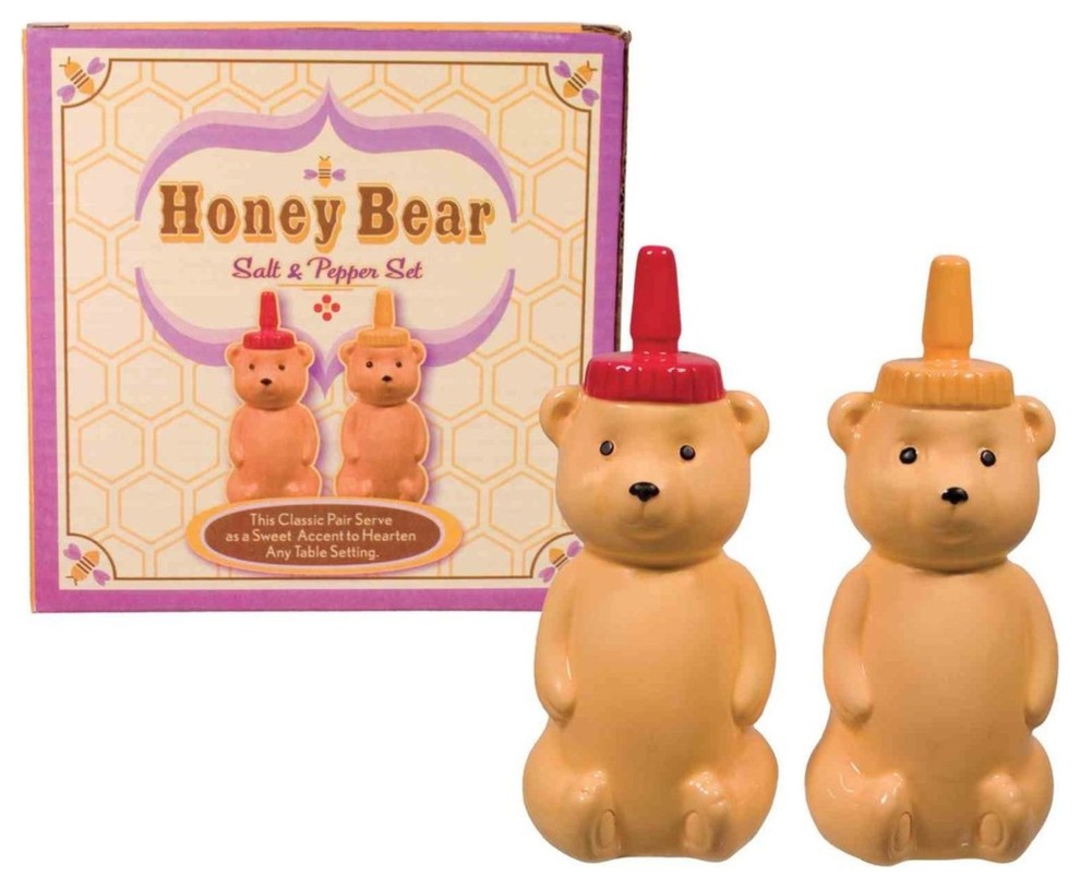 Honey Bears Salt and Pepper Shakers Set Porcelain