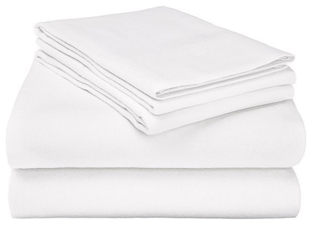 100% Cotton Soft Flannel Sheet Set, White, Twin Xl