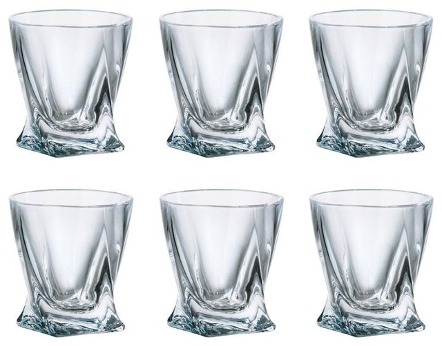 Bohemia Quadro, 11Oz. Bohemian Crystal Glass Whiskey/Brandy Tumblers
