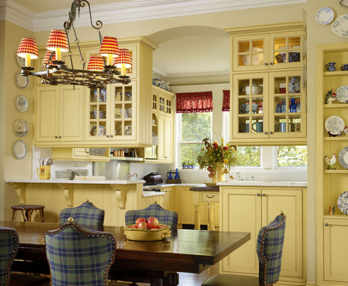 French Country Yellow Kitchen Cabinets