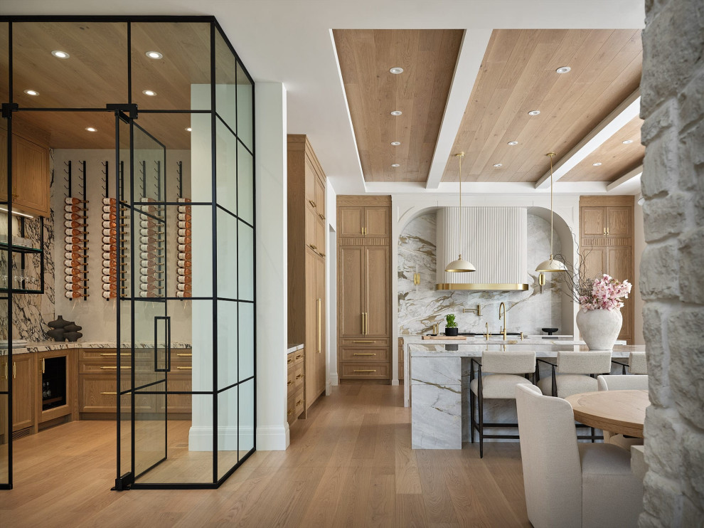 Example of a transitional wine cellar design in Toronto