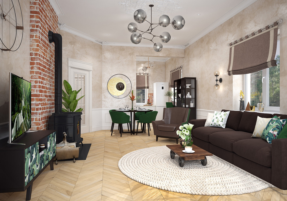 КЛАССИКА С ИНДУСТРИАЛЬНЫМИ ДЕТАЛЯМИ (дизайн гостинной)