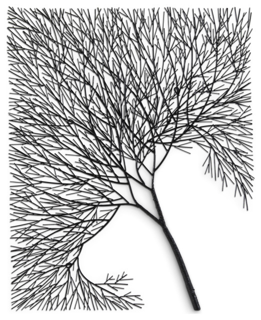 Wire Tree Wall Art, Metal, Black, Large Contemporary Metal Wall Art