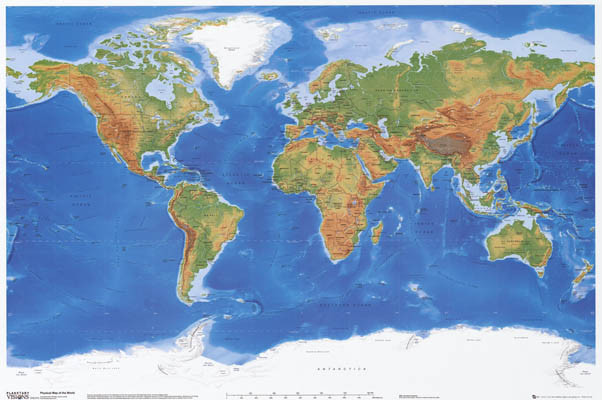 Physical Geography World Map Poster 24x36 Traditional