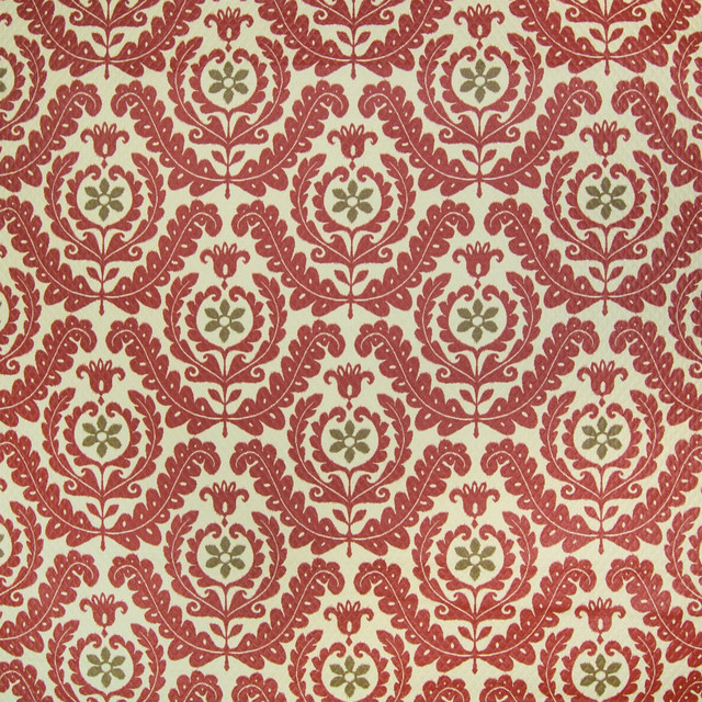 Henna Red Ikat Medallion Floral Made in USA Print Outdoor Upholstery Fabric