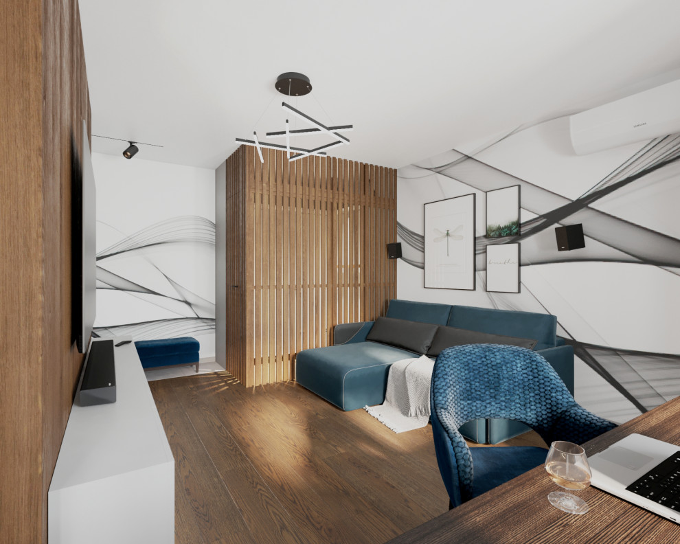 Современный функциональный интерьер 1 комнатной квартиры.