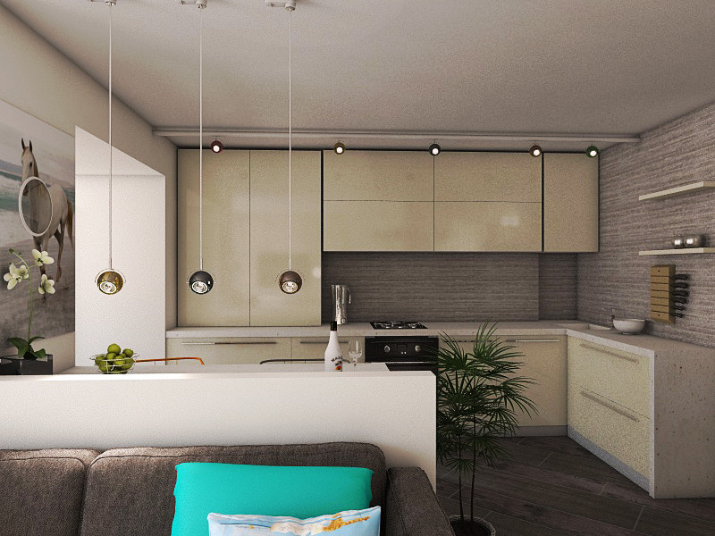 Дизайн квартиры-студии в стиле минимализм с элементами поп-арта.