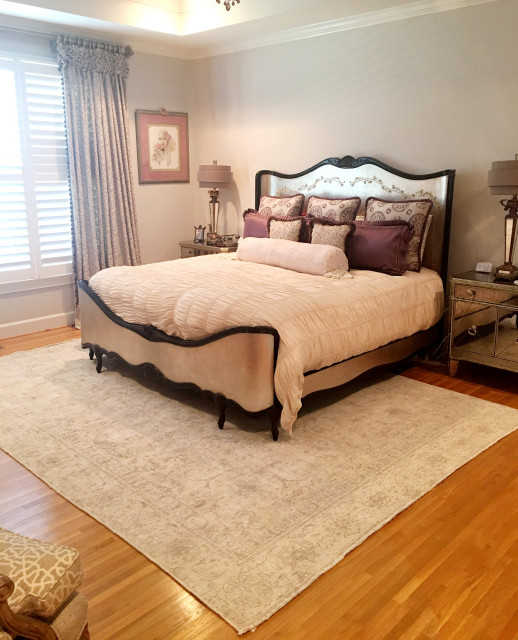 Master bedroom design updated by our Vintage Persian Overdyed Tabriz