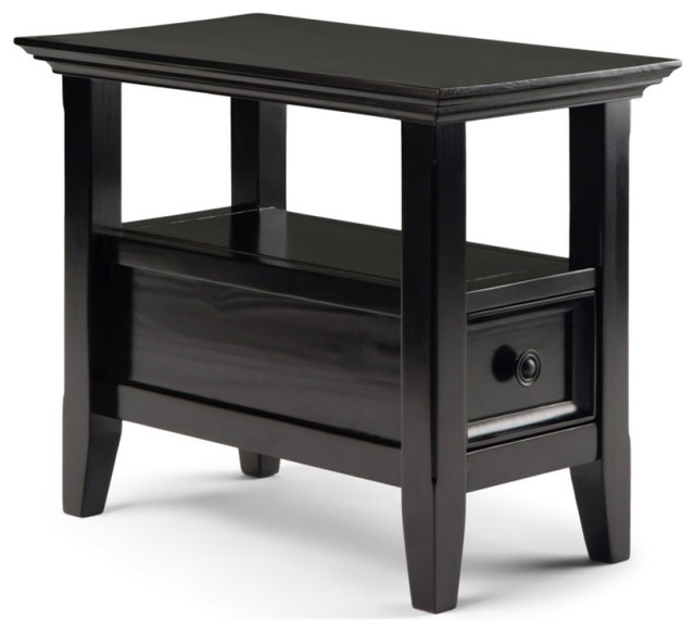 Amherst Solid Wood Narrow End Table, Thin Side Table With Storage